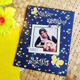 Birthday Greeting Card, Deep Blue with Hearts